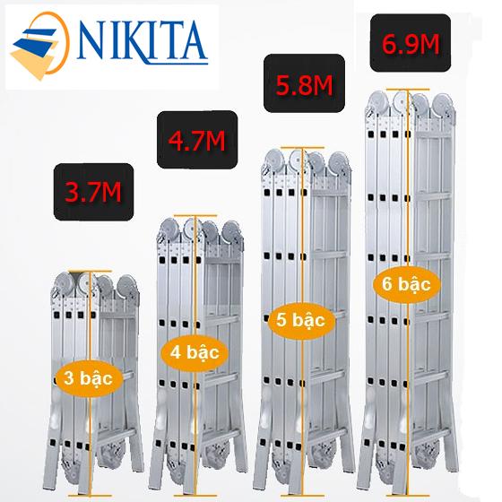Thang nhôm gấp 4 đoạn 7,0m Nikita Nhật Bản TGA69