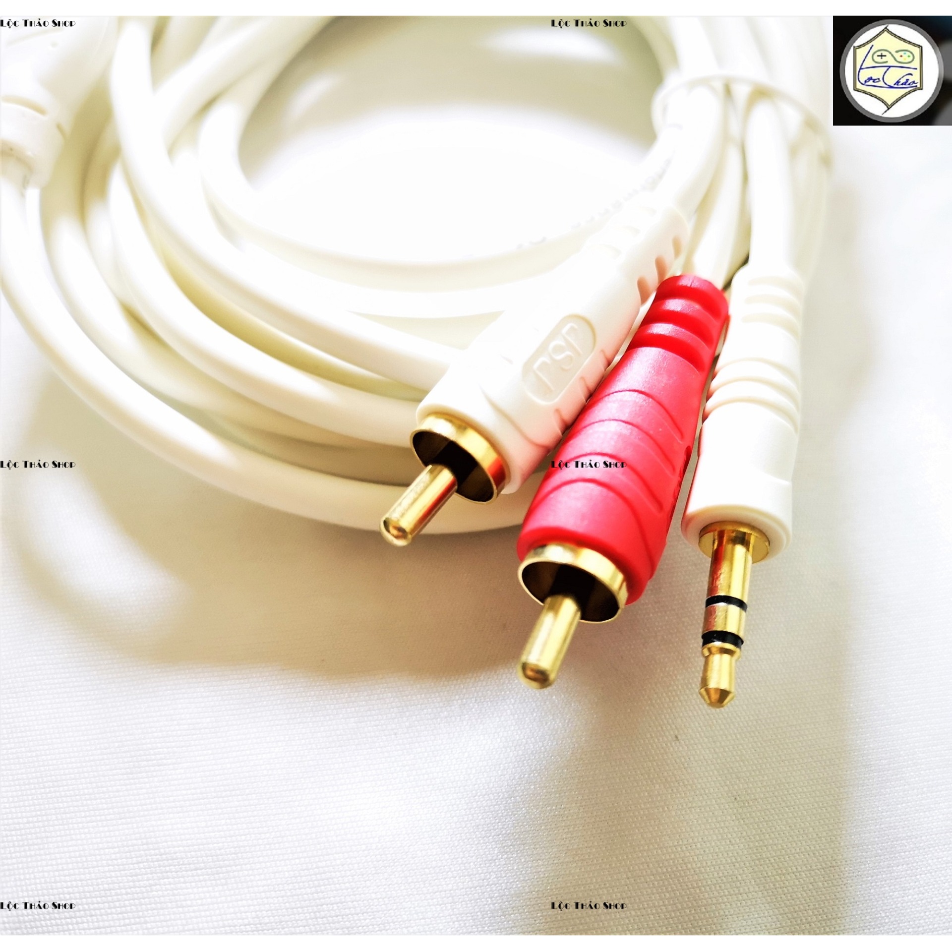 Cáp loa jack 3.5 ra 2 AV Hoa sen dài 30M Cao Cấp
