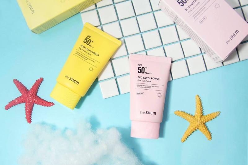 Kem Chống Nắng The SAEM Eco Earth Power Pink Che Khuyết điểm cho da mặt SPF 50+ PA++++