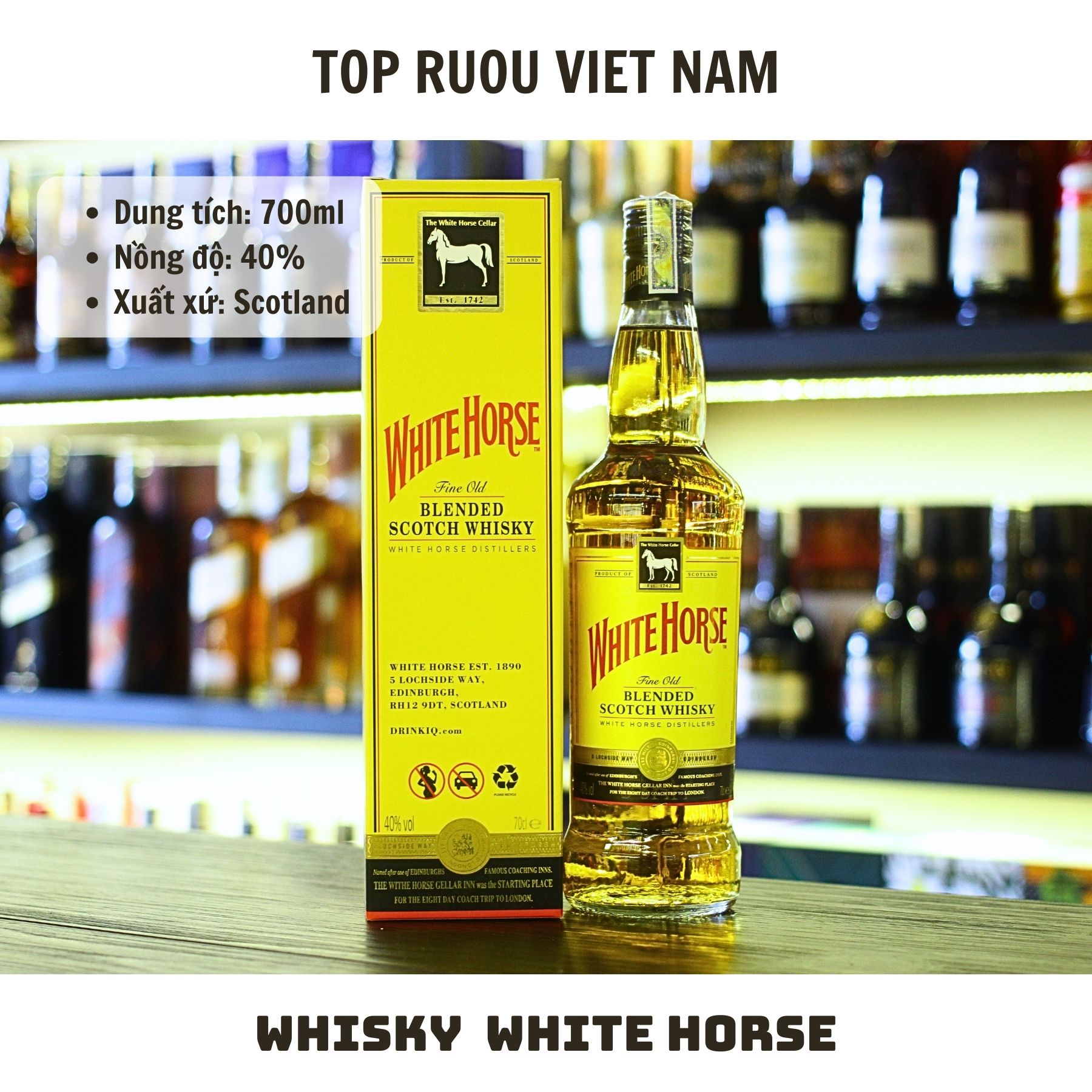 [TopRuouVietNam] Rượu Whisky Teacher's - White Horse 700ml  [Hàng Thật]