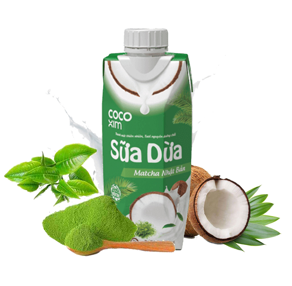 Nước dừa nguyên chất 100- kết hợp sữa dừa matcha nhật bản - thương hiệu cocoxim 330ml - ttgt89