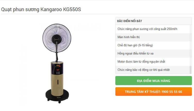 Quạt phun sương Kangaroo KG550S