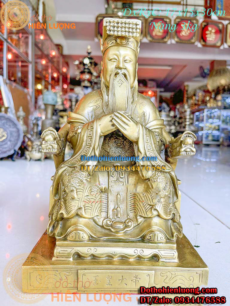 Tượng ngọc hoàng - thánh hậu bằng đồng vàng cao 30cm đẹp