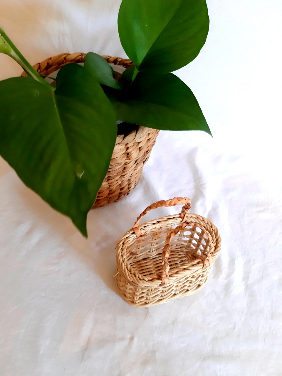 Giỏ Mây Siêu Xinh XắnPhong cách vintage boho mini siêu nhỏ dùng để trang trí Phòng bé