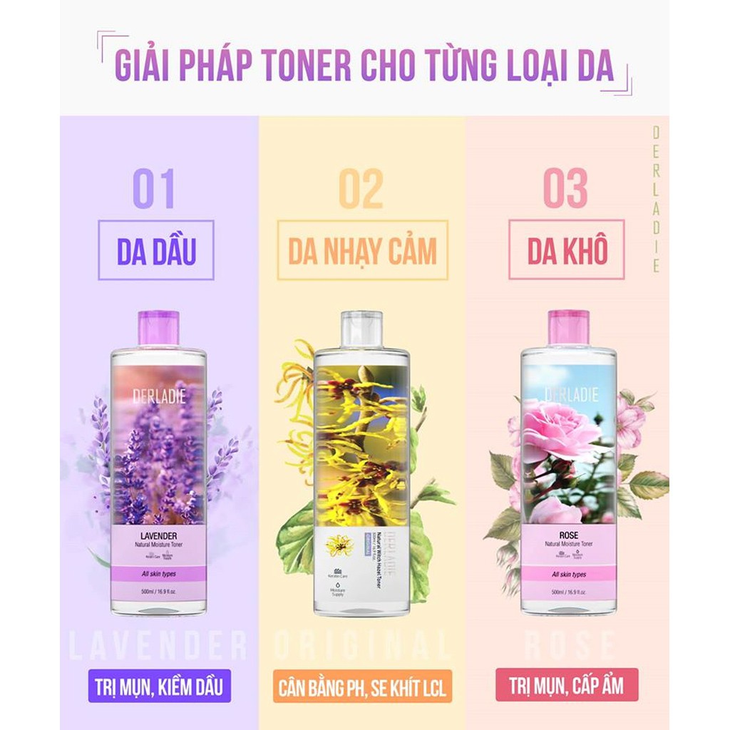 Toner cân bằng da Derladie - Hàn Quốc 500ml