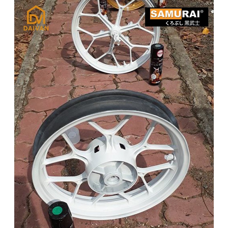 Combo 4 chai Sơn Samurai màu trắng 102 đầy đủ sơn cặp mâm xe máy