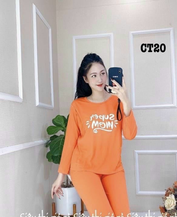 Bộ bầu và bộ mặc sau sinh có chỗ vạch ty cho con bú đồ bầu mặc nhà cotton