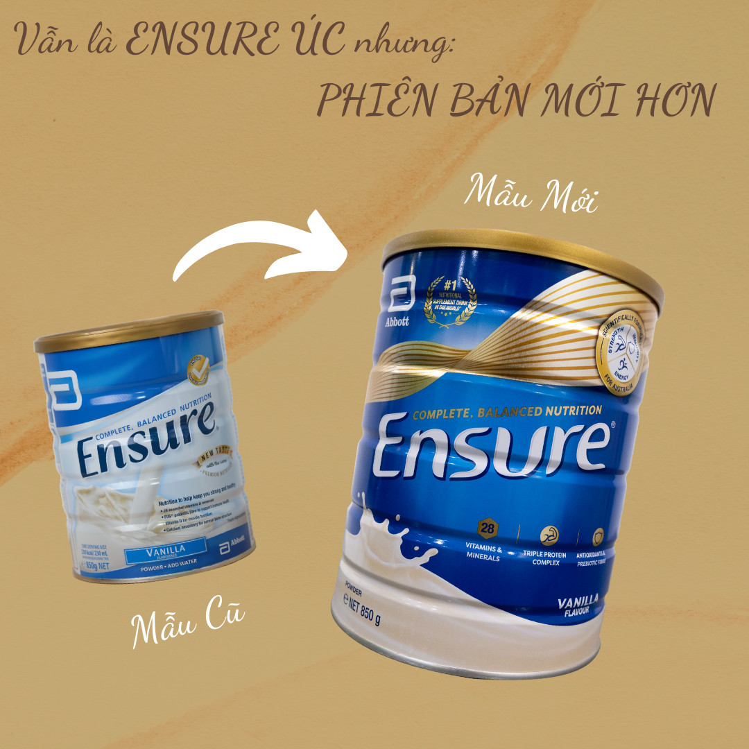 Sữa bột Ensure Hương Vani - Nhập khẩu từ Úc (850g)