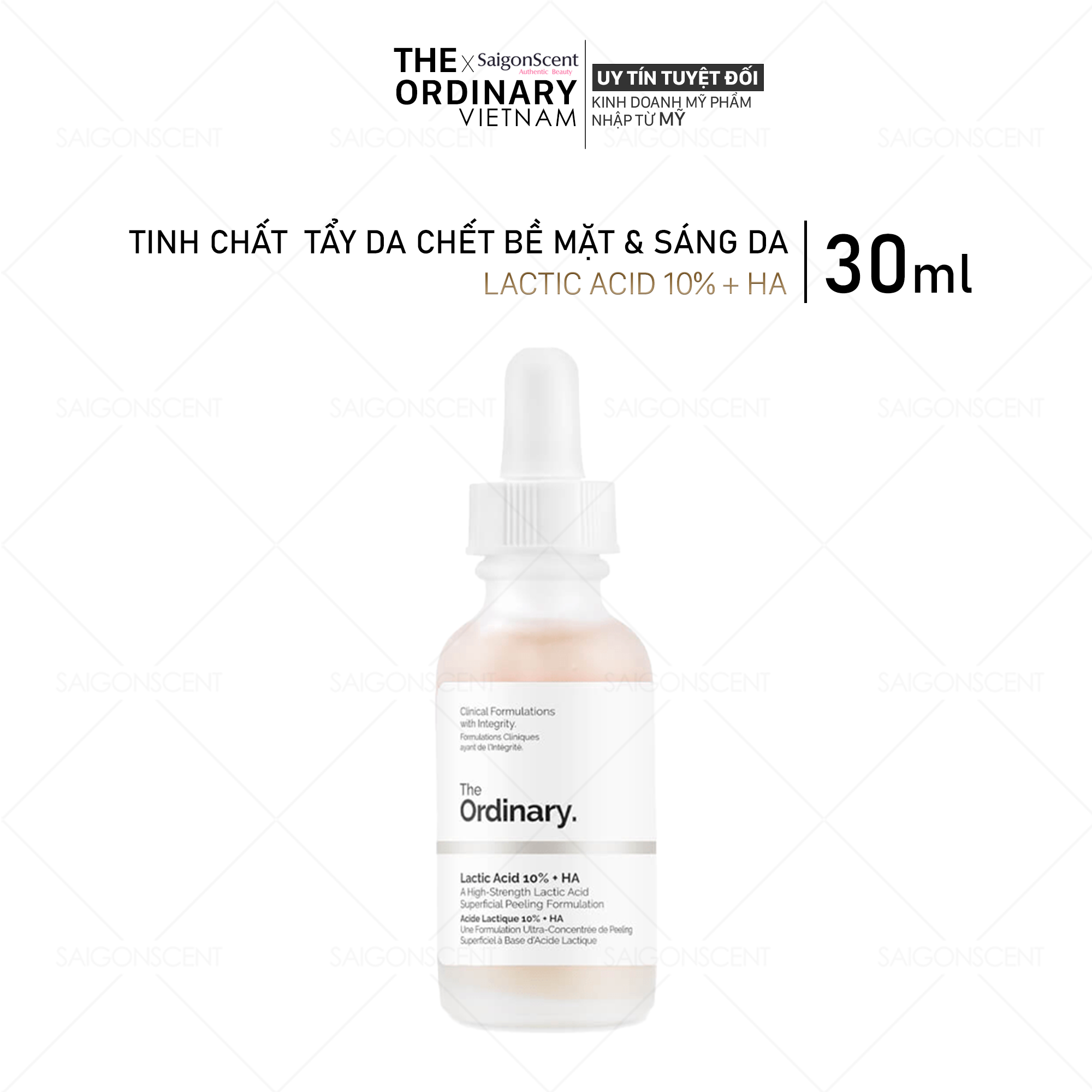 Tinh chất sáng mịn da The Ordinary Lactic Acid 10% + Ha (30ml)