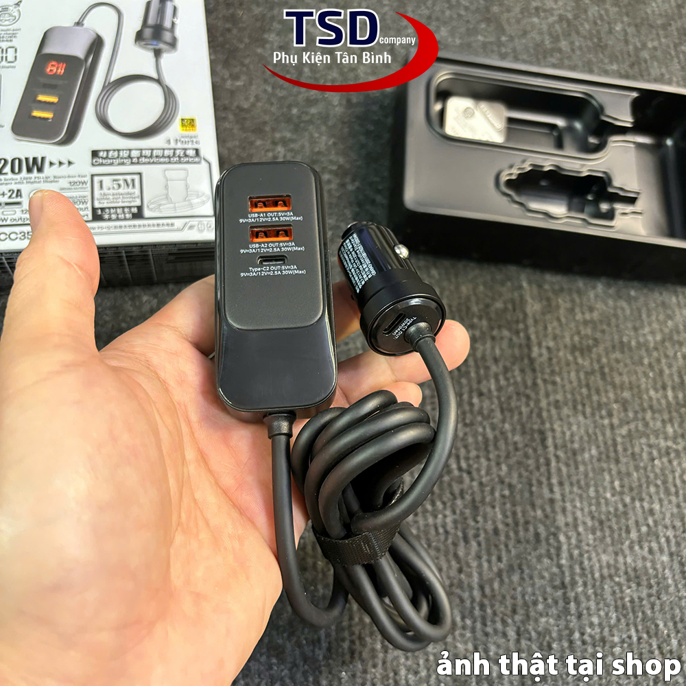 Tẩu Sạc Nhanh Đa Năng Dùng Cho Cả Ghế Trước & Sau Remax RCC355 Chính Hãng