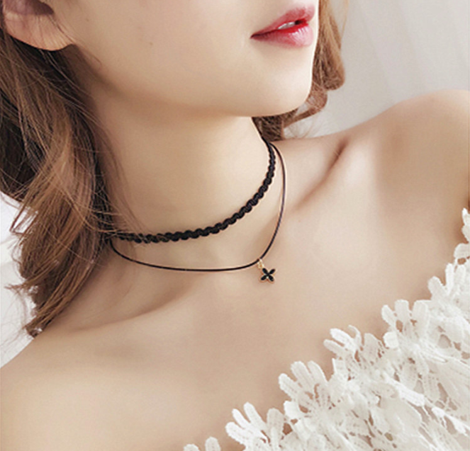 Vòng cổ choker nữ dây chuyền choker thời trang cá tính độc đáo quyến rũ cỏ 4 lá hoa 4 cánh