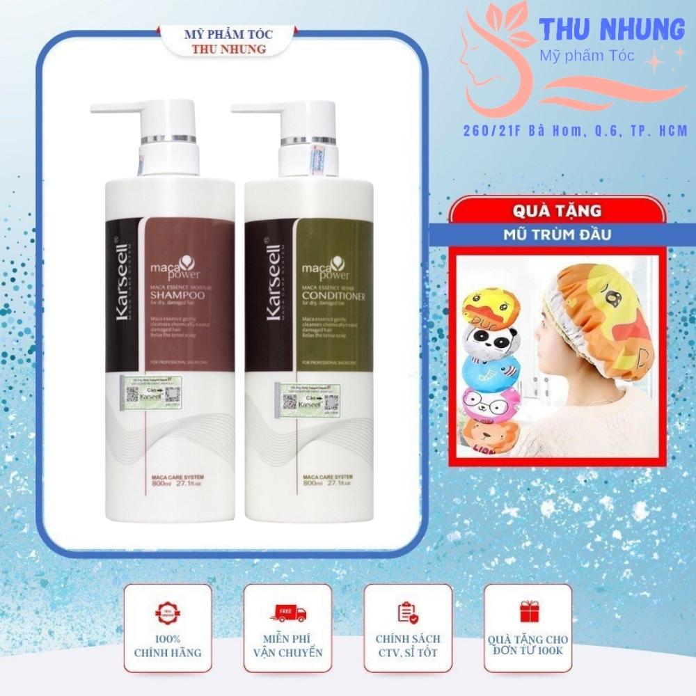 [+Tặng mũ trùm][HCM]Bộ gội xả Karseell Maca siêu mềm mượt 800ml