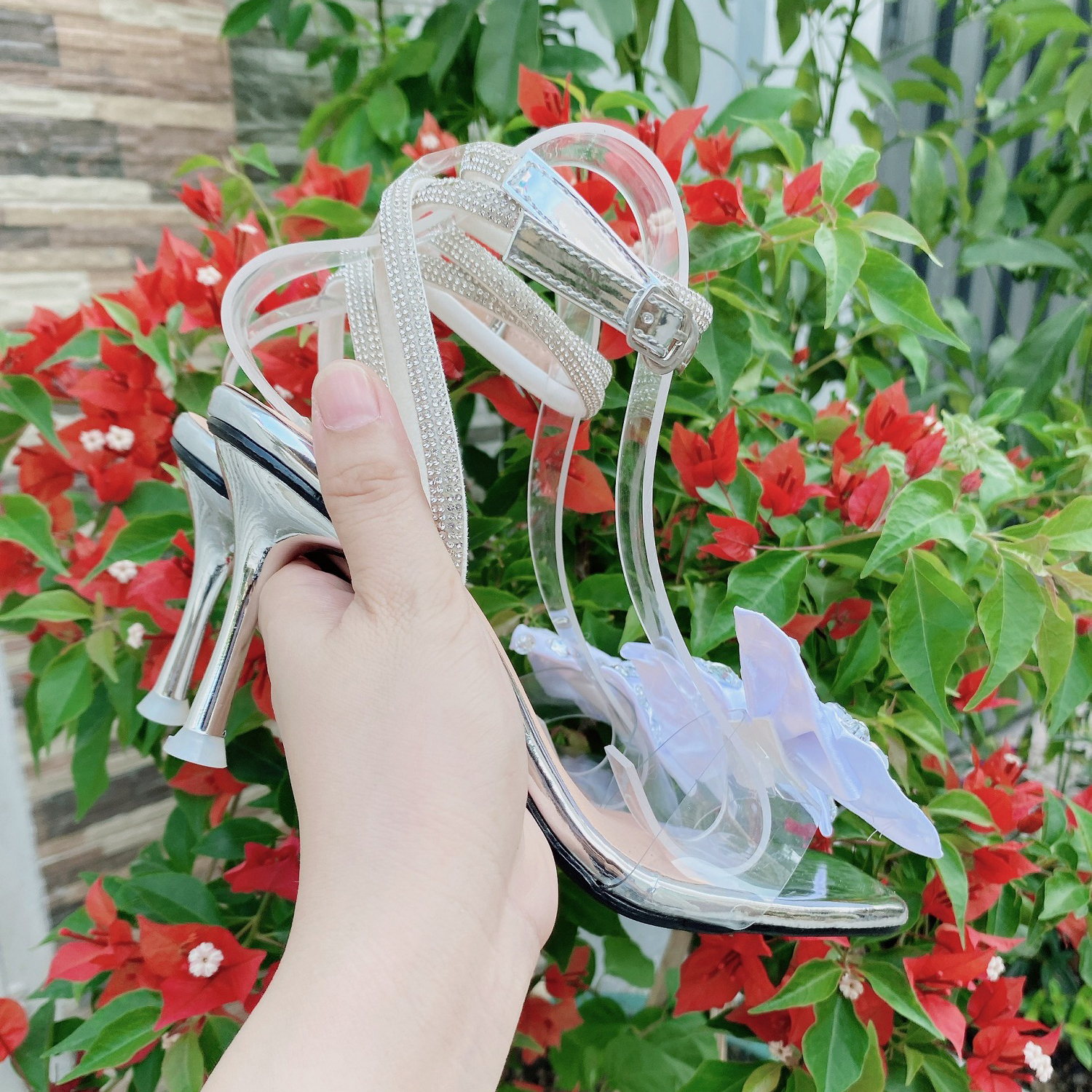 GUỐC NỮ 7 PHÂN CỰC XINH NƠ ĐÍNH ĐÁ MÀU BẠC