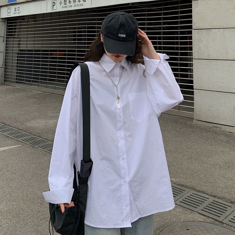 ÁO SƠ MI TRẮNG TRƠN BASIC UNISEX - ÁO SƠ MI TÚI NGỰC FORM RỘNG