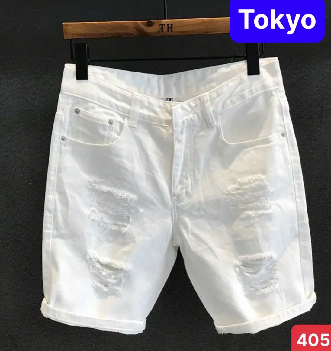Quần sọt short lửng jean nam chất bò đen trắng thêu chữ wash rach phong cách hot trend 2023 db-209 tokyo fashion