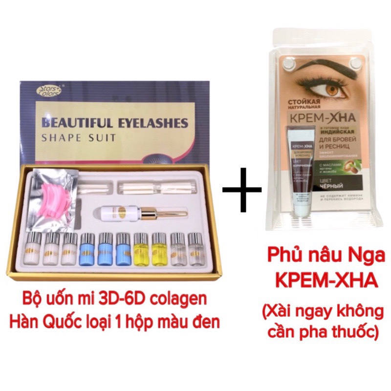 Bộ uốn mi 3d-6d colagen hàn loại 1, hộp màu đen