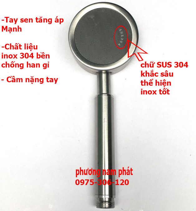 Tay sen tắm vòi hoa sen tăng áp 100% inox 304 ts20 tay sen không dây không cài tăng áp mạnh bền đẹp