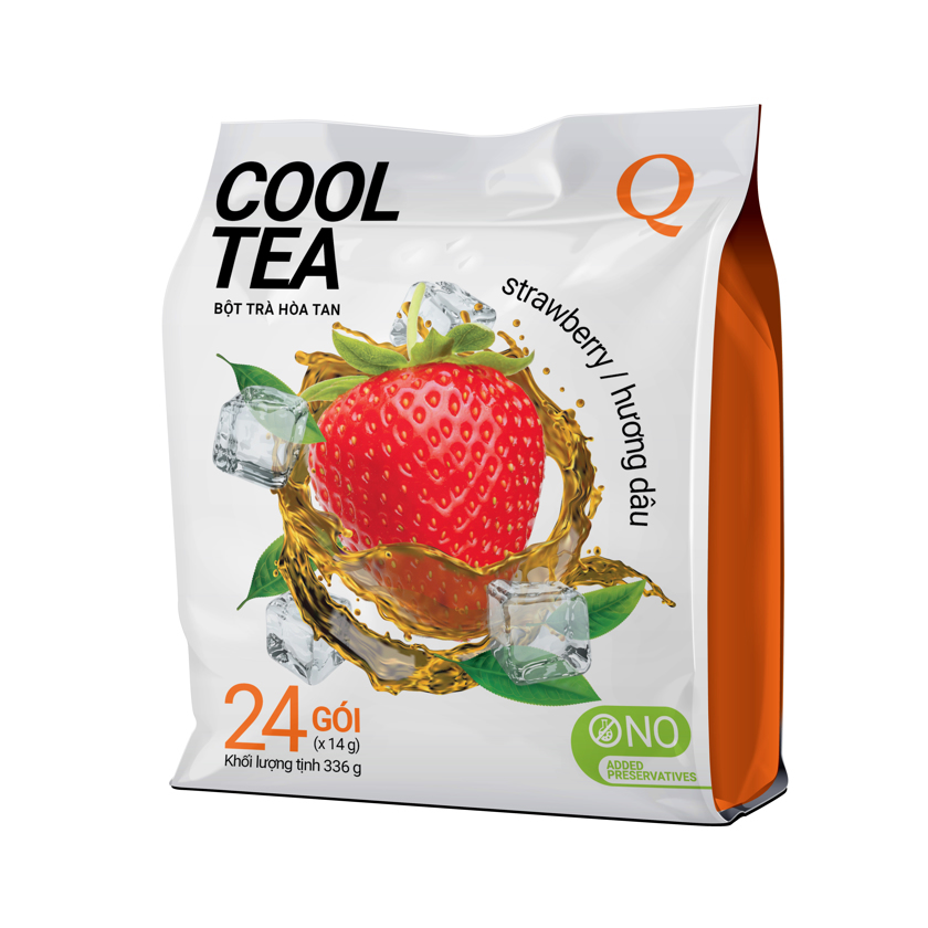 [Freeship 15k cho đơn từ 99k] Trà Dâu Cool Tea Trần Quang bịch 336g (24 gói dài x 14g)