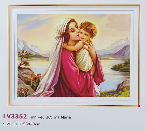 TRANH THÊU CHỮ THẬP TÌNH YÊU ĐỨC MẸ MARIA LV3352