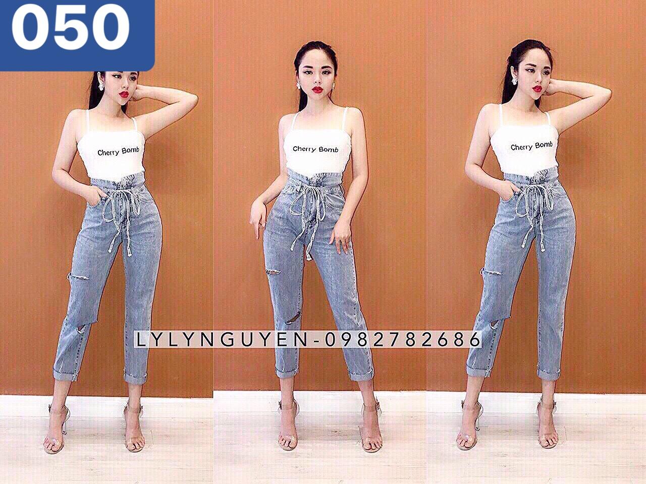 QUẦN JEAN BAGGY NỮ CHẤT BÒ XANH RÁCH THẮT NƠ LƯNG CAO NÂNG MÔNG TREND MỚI TAMAKOTO OK-050 OSAKA FASHION