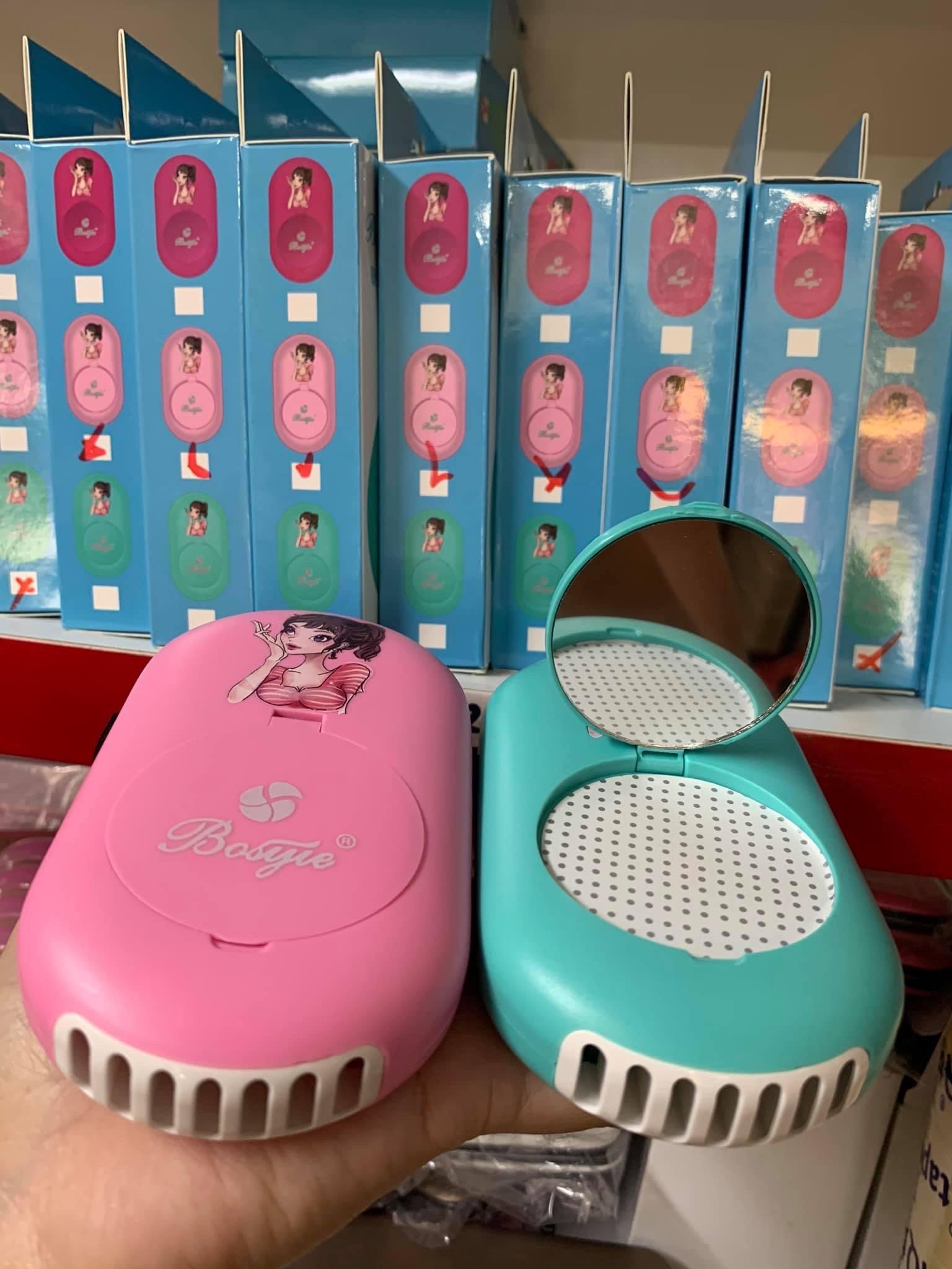 Quạt thổi mi cầm tay có gương