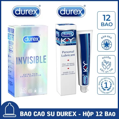 Bao Cao Su Durex Invisible Extra Thin cực siêu mỏng 10s - tặng Gel bôi trơn Durex KY 50G [Che tên sản phẩm]
