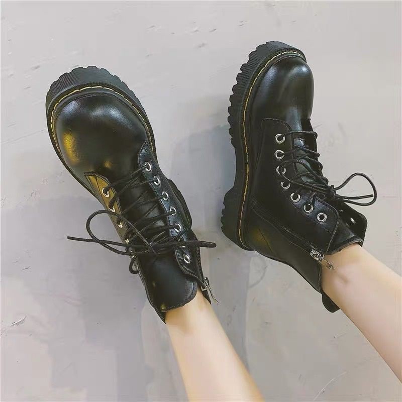 Bốt nữ cao cổ chất da PU Bốt nữ chiến binh cao cổ kiểu dáng hottrend