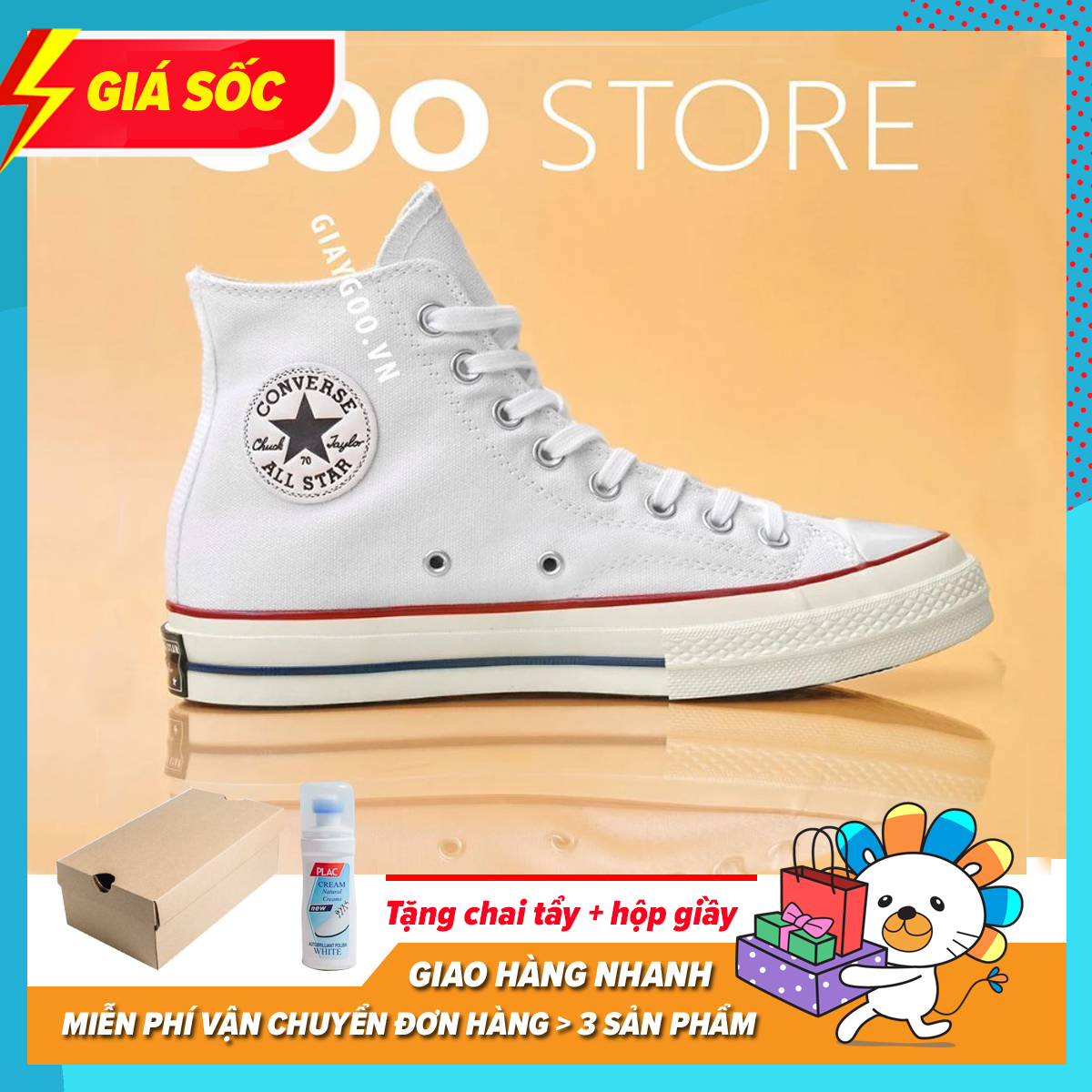 [ HÀNGREP ] Giày Thể Thao Sneaker Converse 1970s Trắng Cao Cổ