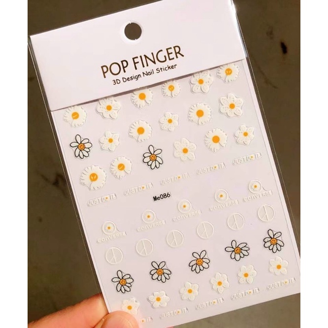 Sticker hoa dán móng tay nail hoa trắng