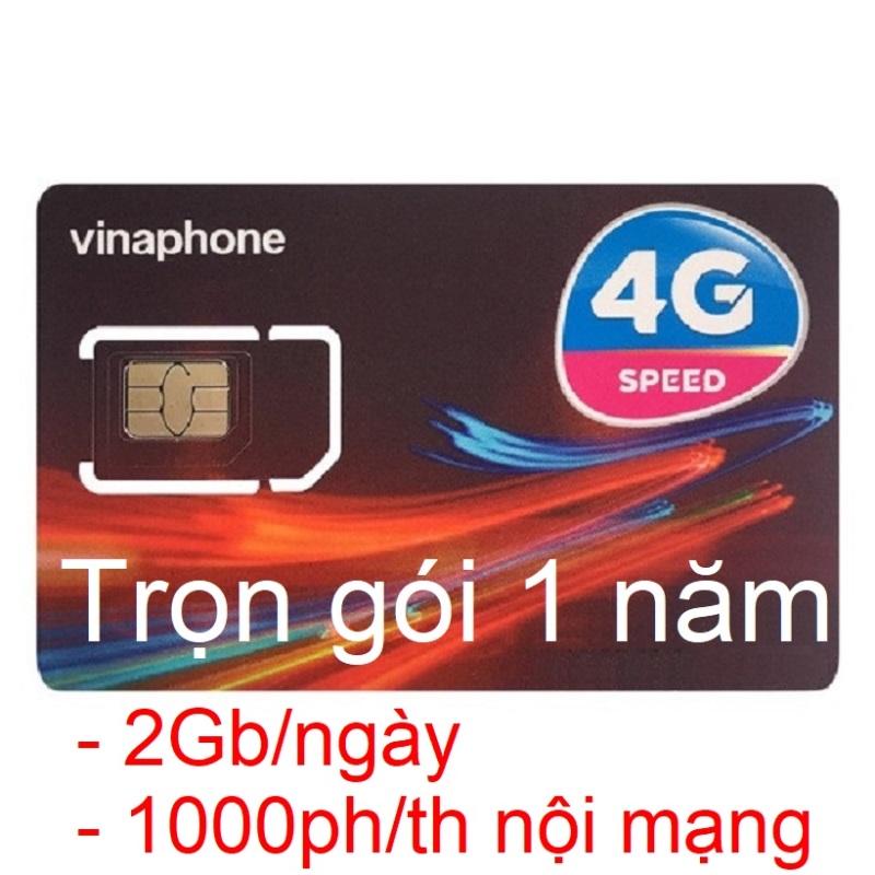 Sim 4G Vinaphone Trọn Gói 1 Năm (2Gb/ngày, miễn phí 1000 phút nội mạng/tháng, KM 12 tháng không cần nạp tiền gia hạn)