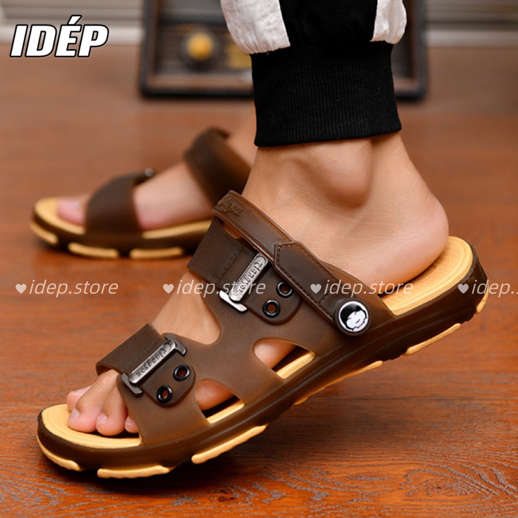 Giày Sandal Nhựa EVA Đi Mưa Đi Biển Quai Ngang Siêu Nhẹ Chống Nước Thời Trang Mùa Hè Cho Nam iDÉP - GL037