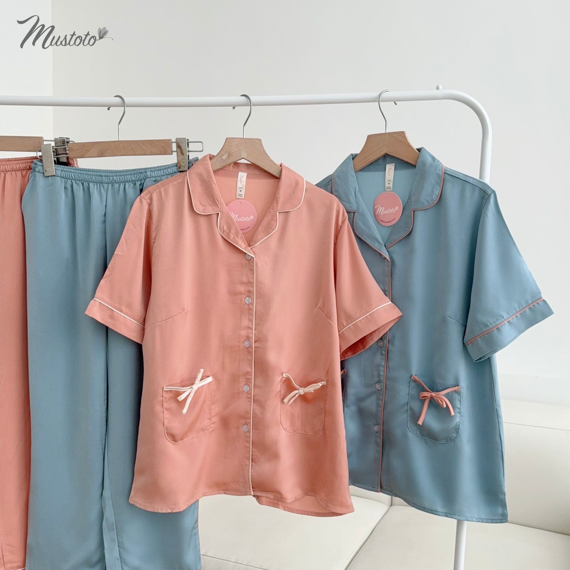 Bộ Đồ Mặc Nhà Pijama Lụa Dài Mustoto (MB18)