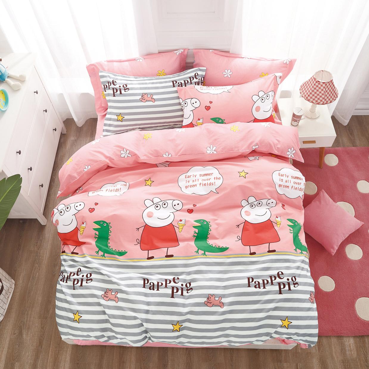 Tongmengjia 100% Cotton Sinh Viên Ký Túc Xá Đại Học Trẻ Em Hoạt Hình Duy Nhất 1 Mét Trên Giường 100% Cotton Vỏ Chăn Ga Trải Giường Ba Mảnh