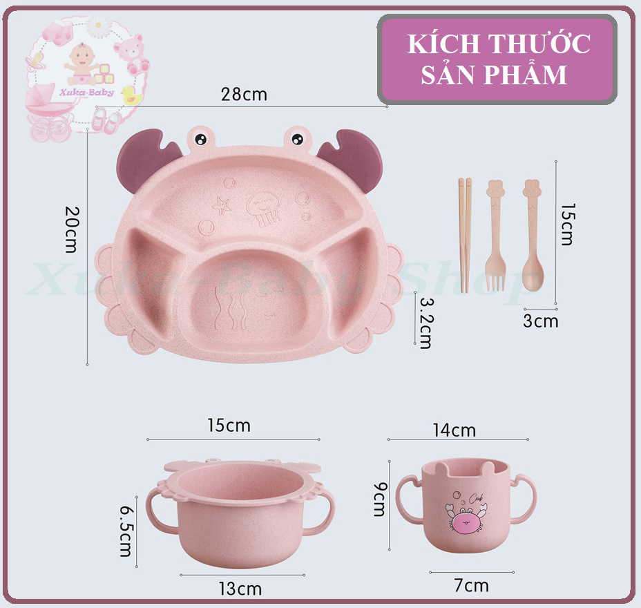 Bộ khay lúa mạch hình con cua cho bé tập ăn dặm