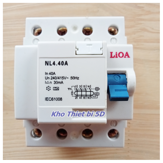 Cầu dao - Aptomat chống giật 3P 40A LIOA - Loại 4 Cực 40A 30mA 415V Chính hãng