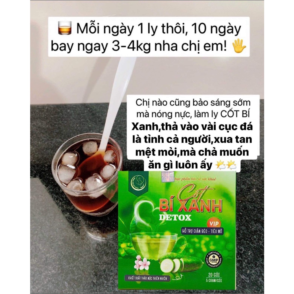 (HỘP 20 GÓI) Cốt Bí Xanh Giảm Cân Detox Vip