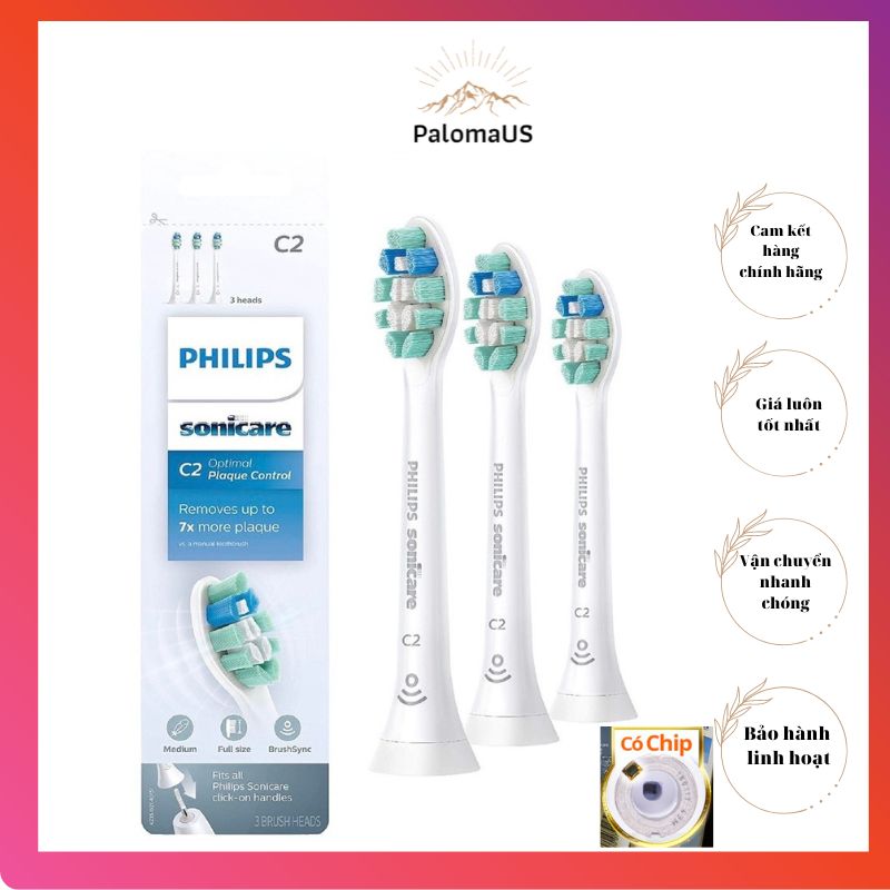 [Chính hãng có chíp]Đầu bàn chải điện Philips Sonicare C2 Optiaml