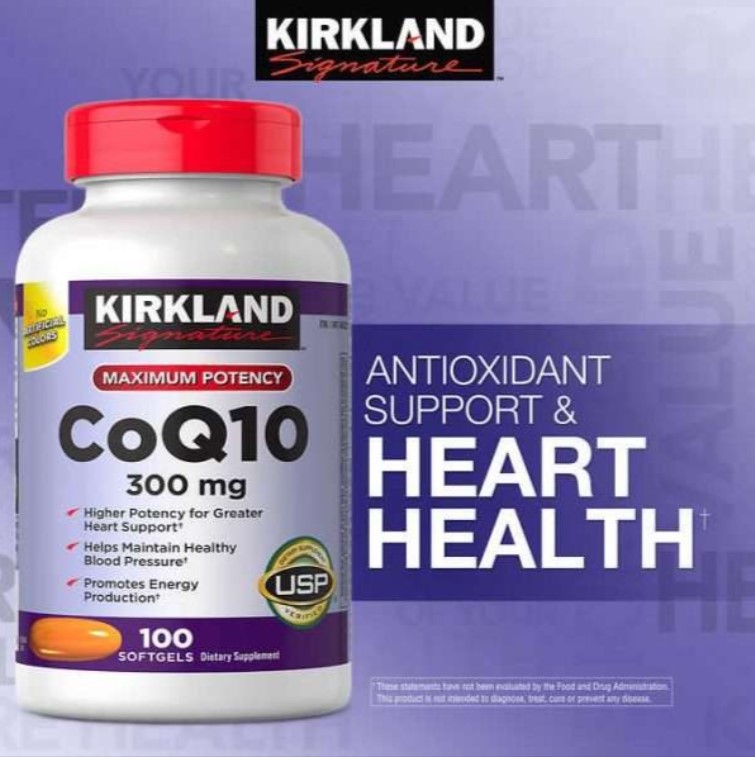 Hỗ trợ sức khỏe tim mạch, giảm cholesterol coq10 300mg kirkland signature hộp 100 viên quatangme-com-vn