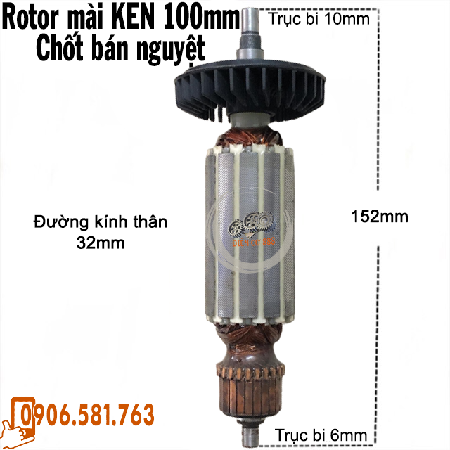 Rotor mài Ken 1 tấc dùng chốt cá 220V - Tặng chổi than