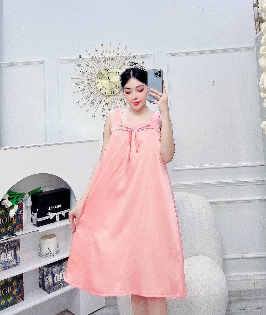 Đầm Lụa Satin Freesize Dưới 65kg