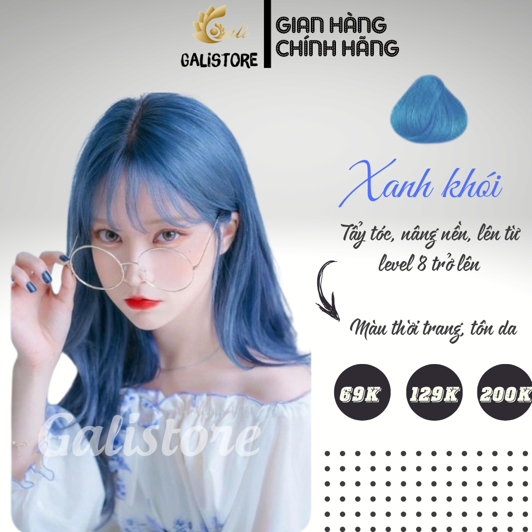 Thuốc nhuộm tóc xanh khói - light blue sea galistore