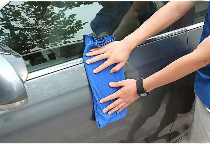 [30x60cm] Khăn lau xe ô tô microfiber xanh siêu thấm hút