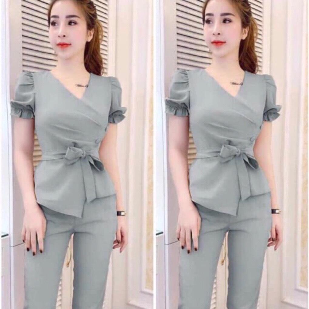 Set Bộ Vạt Chéo Thắt Nơ- Thời trang xinh HĐ