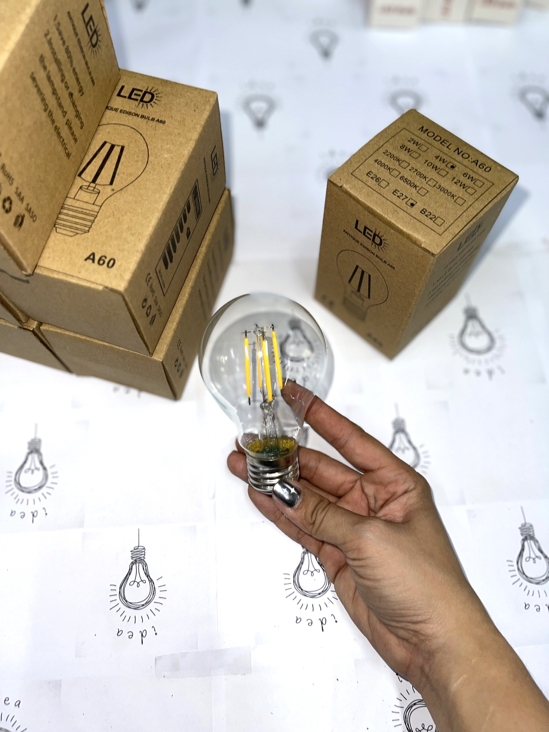 Bóng đèn led edison a60 4w ánh sáng vàng hình quả chanh
