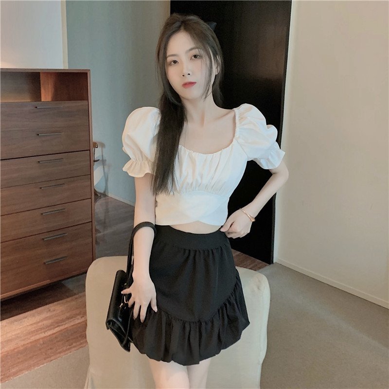Áo kiểu nữ croptop thắt nơ lưng siêu cute - TT5