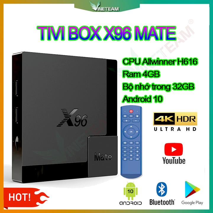 Android Tivi Box X96 Mate 4G 32G Chip Allwinner H616 Android 10 - Cổng HDMI - Bluetooth 5.0