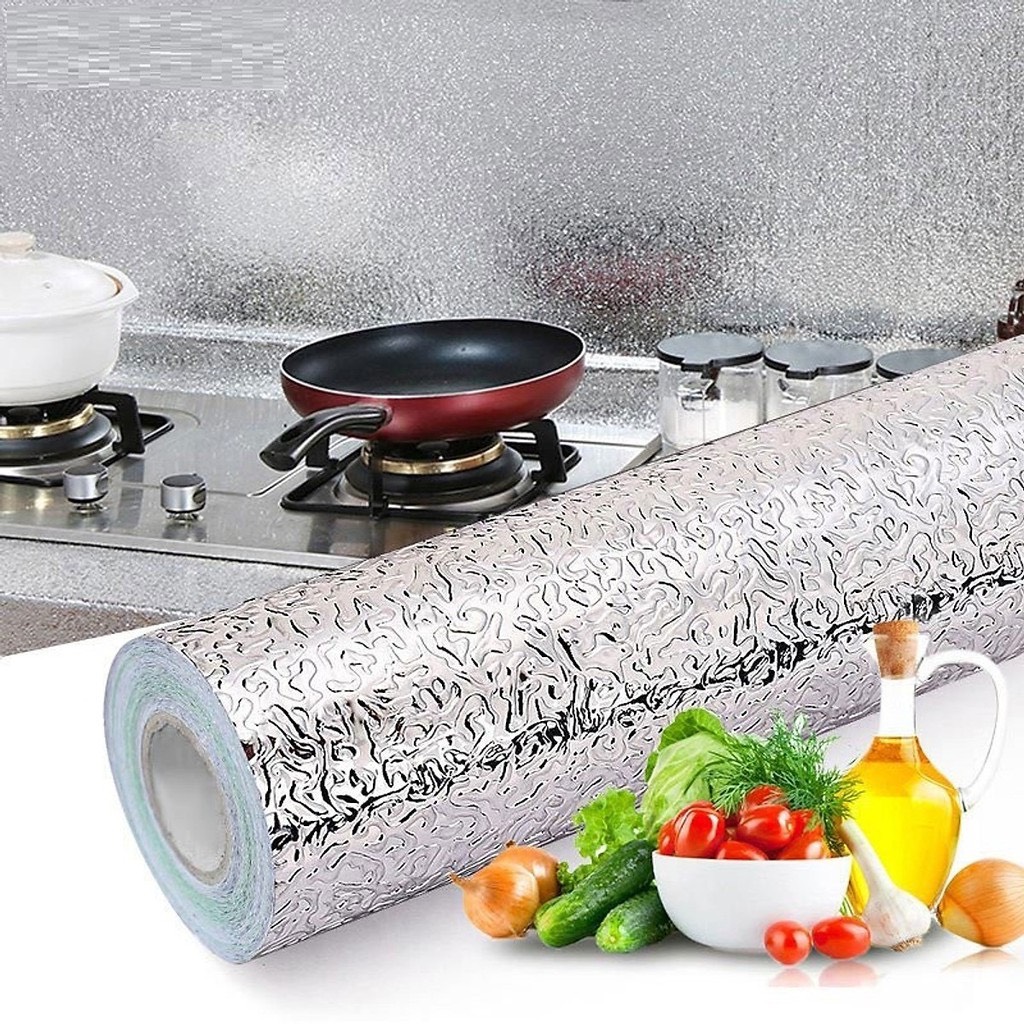 Cuộn Giấy Bạc Dán Bếp Chống Thấm, Chống Cháy (dài 2M,cao 0.6m)