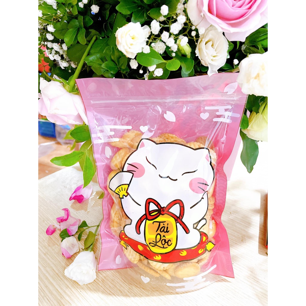 Túi zip 26x18cm mèo thần tài