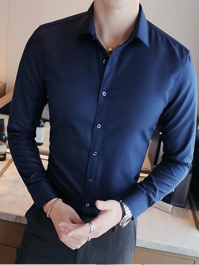 [HCM]Áo sơ mi dài tay màu xanh navy