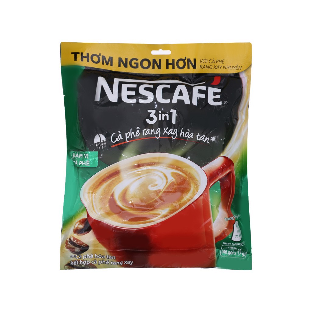 Cà phê rang xay hoà tan Nescafe 3in1 bịch (46 gói*17g)